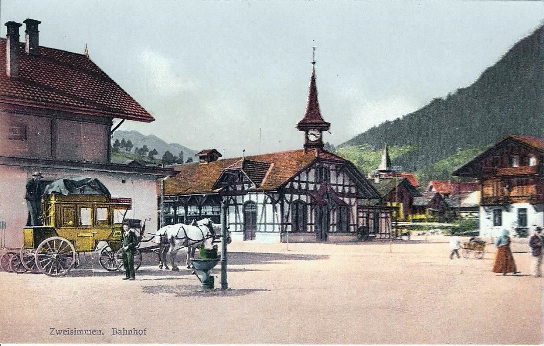 Cartoline postali: Zweisimmen - Bahnhof um 1910 – Usato da Eggenwil venduto da Joyart