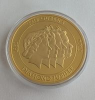 Vergoldete Münze Queen mit Edelstein - 1986