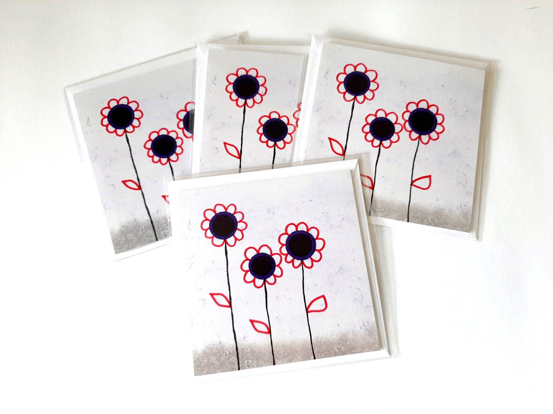 Cartoline: 4 Grusskarten Schreibkarten Blumenkarten  neu – Nuovo e nell'imballaggio originale da Flaach venduto da maj_w_ 1