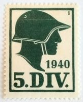 Soldatenmarke 2.WK, 5. Division, dunkelgrün, Wi Kdo 47