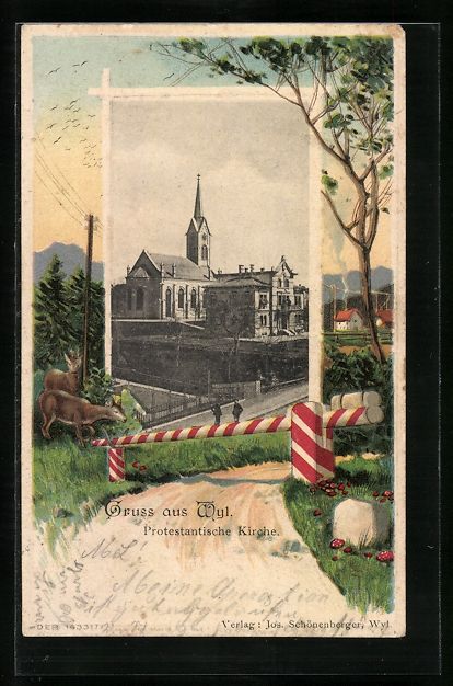 Ansichtskarten: Wyl, Protestantische Kirche, Grenzüberg – Gebraucht aus Berlin von bartko-reher
