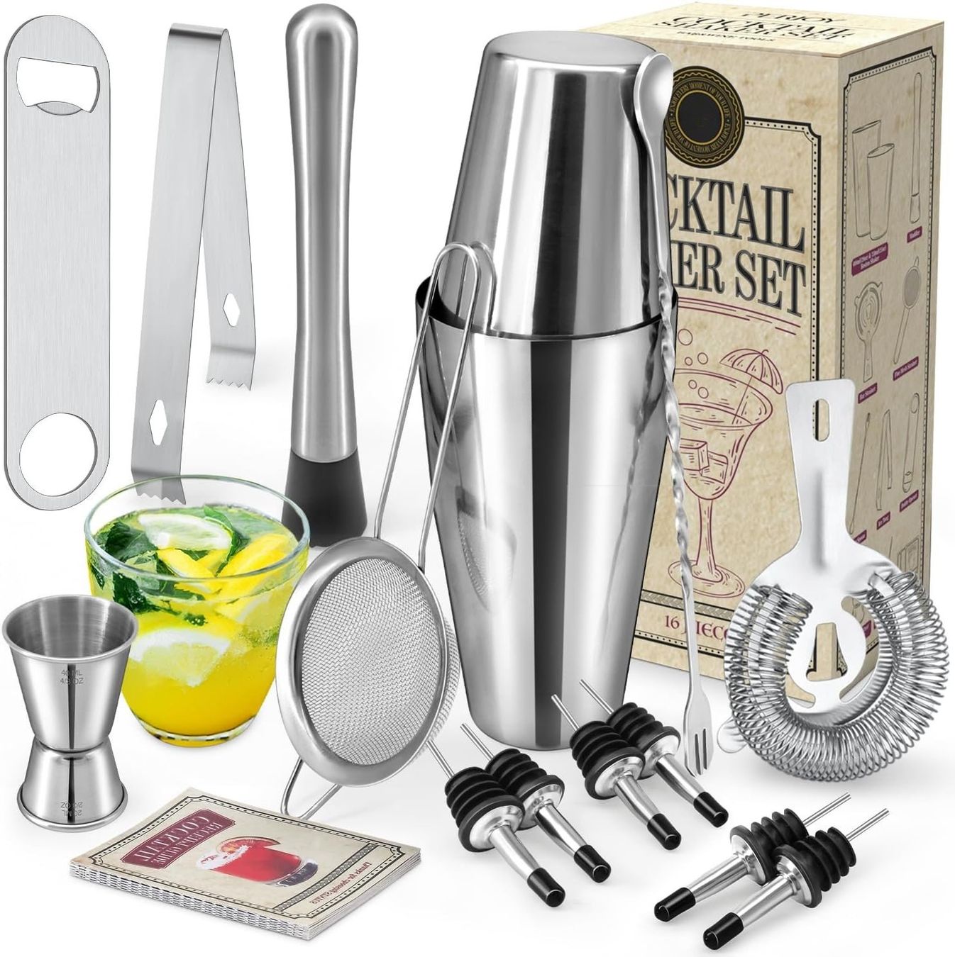 Elettrodomestici da cucina: Cocktail Shaker Set 16-teilig mit Boston Shaker und Jigger – Nuovo e nell'imballaggio originale da Schaffhausen venduto da her_zt65