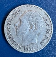 50 Centimos Spanien 1881 Alfonso XII guter Zustand, ab 1 Chf