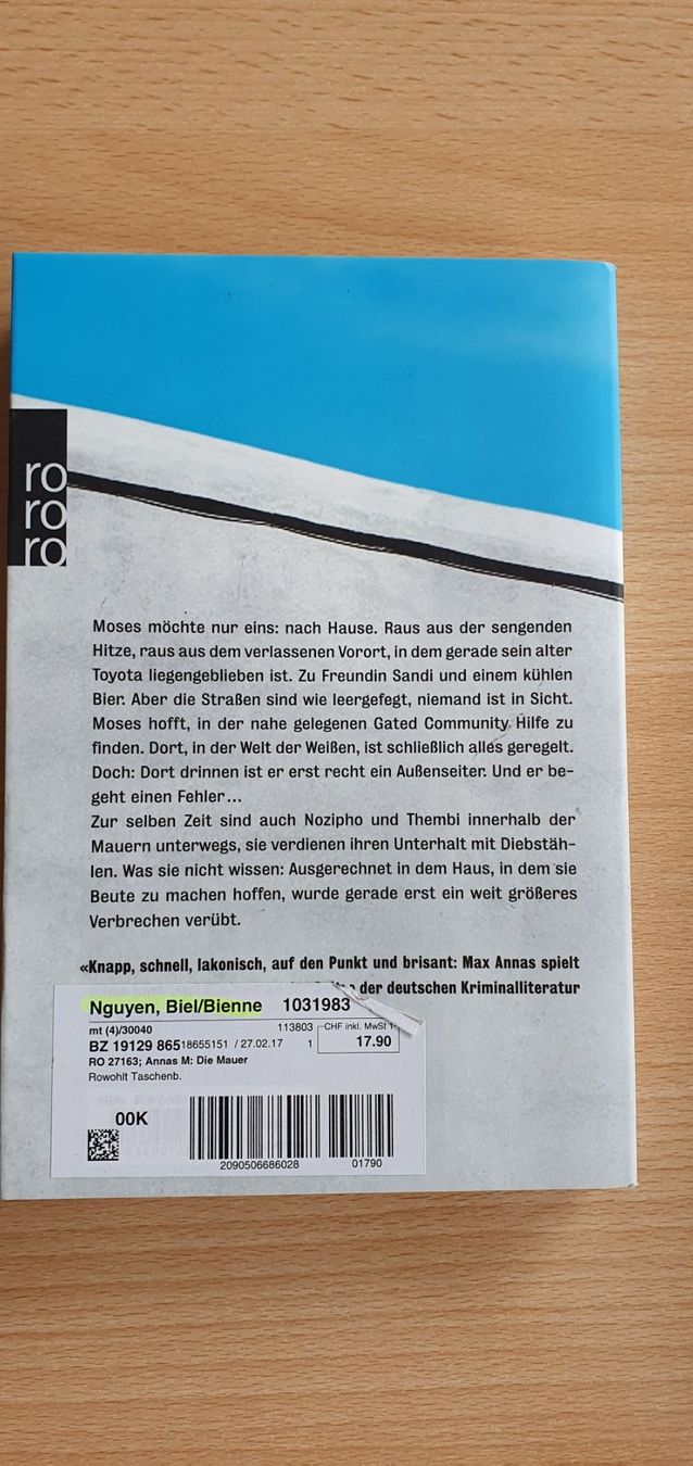 Livres: Buch Die Mauer Max Annas – Neuf avec emballage d'origine à Moutier par mai_pq7w 1