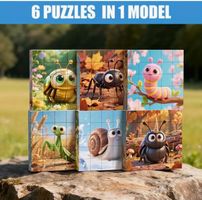 Puzzle-Magnetisch-Tiere- 6 Puzzles in einem Block-kognitiv