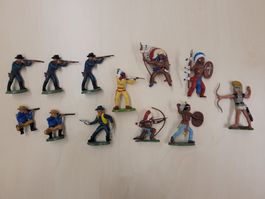 BRITAINS Indianerfiguren und Cowboys, Vintage, 10 Stück