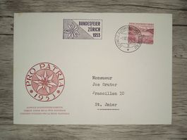 TR16 Enveloppe  + Timbre Suisse 1953