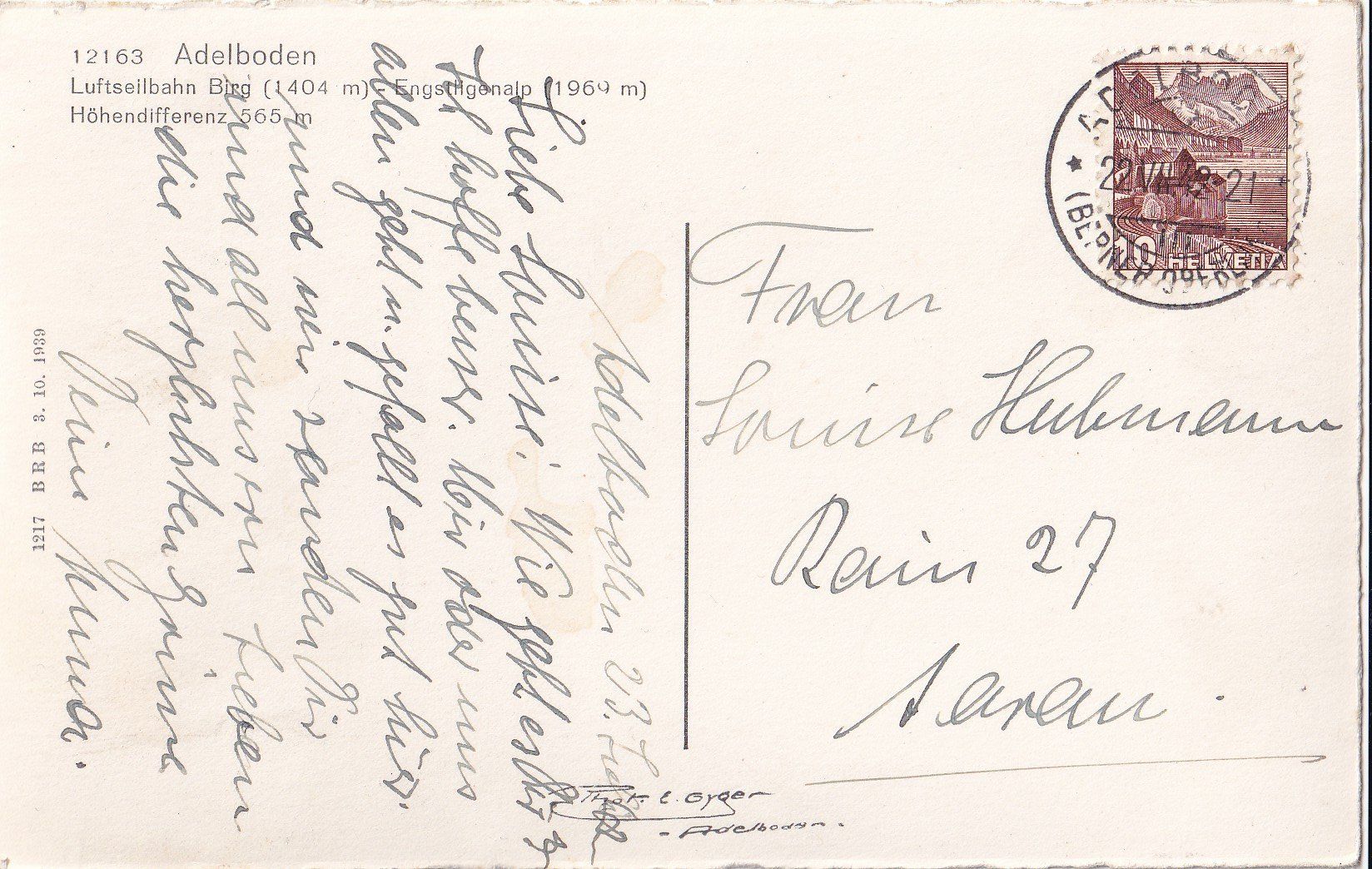 Cartoline postali: Adelboden Luftseilbahn Birg – Usato da Olten venduto da clotaldi 1