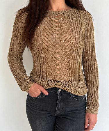 Liu Jo Metallic Ajour-Pullover Gr. S/M – Gold/Bronze