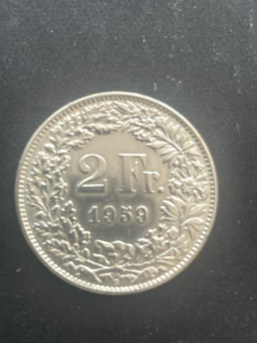 Alle Münzen: 2.- Silber CH Jahr 1959 – Gebraucht aus Meierskappel von Hala03