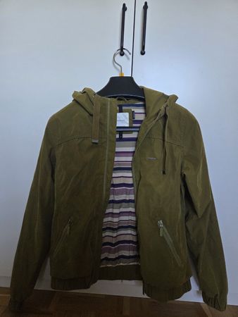 Übergangsjacke olivgrün mit Kapuze 