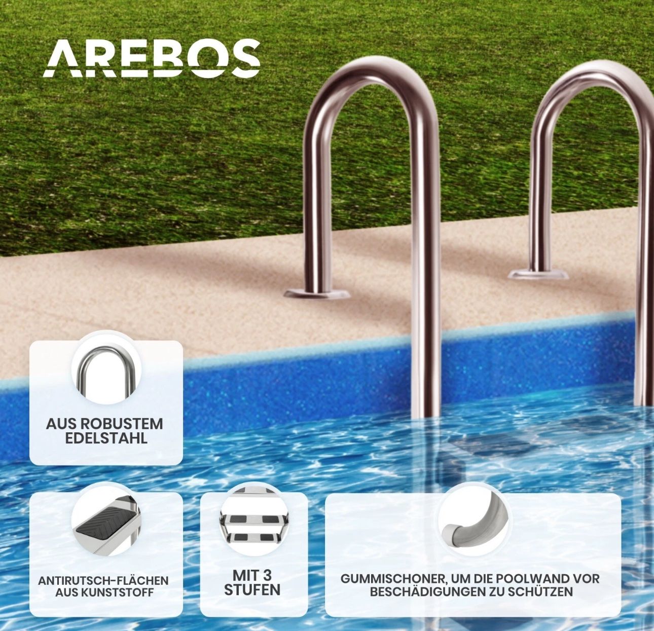 Scale: Poolleiter Einbauleiter Schwimmbad Treppe robust – Nuovo e nell'imballaggio originale da Amriswil venduto da JaJa-Express 4
