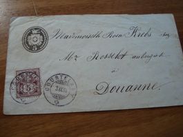 Tübli Ganzsache 1884, Zusatzfr., o Courtelary - o Douanne