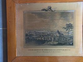 geritztes Bild a. Metall Platte Schloss Worb Clement Schwarz