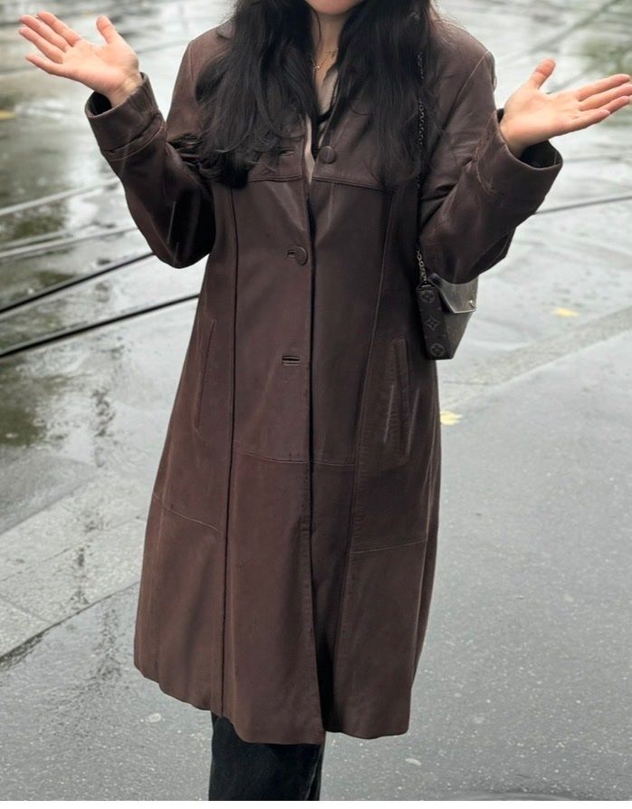 Cappotti: Vintage Over-sized brown leather trench coat LIGHT – Usato da Zürich venduto da di_archive 8