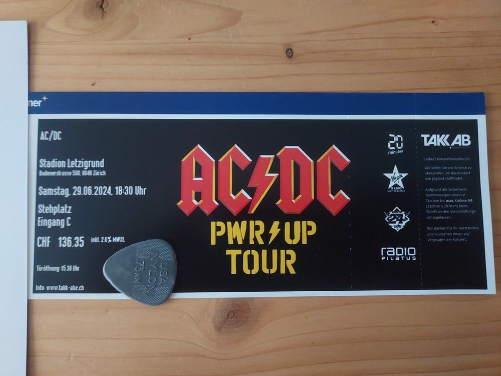 AC/DC ticket place debout concert Letzigrund (Neu und originalverpackt ...