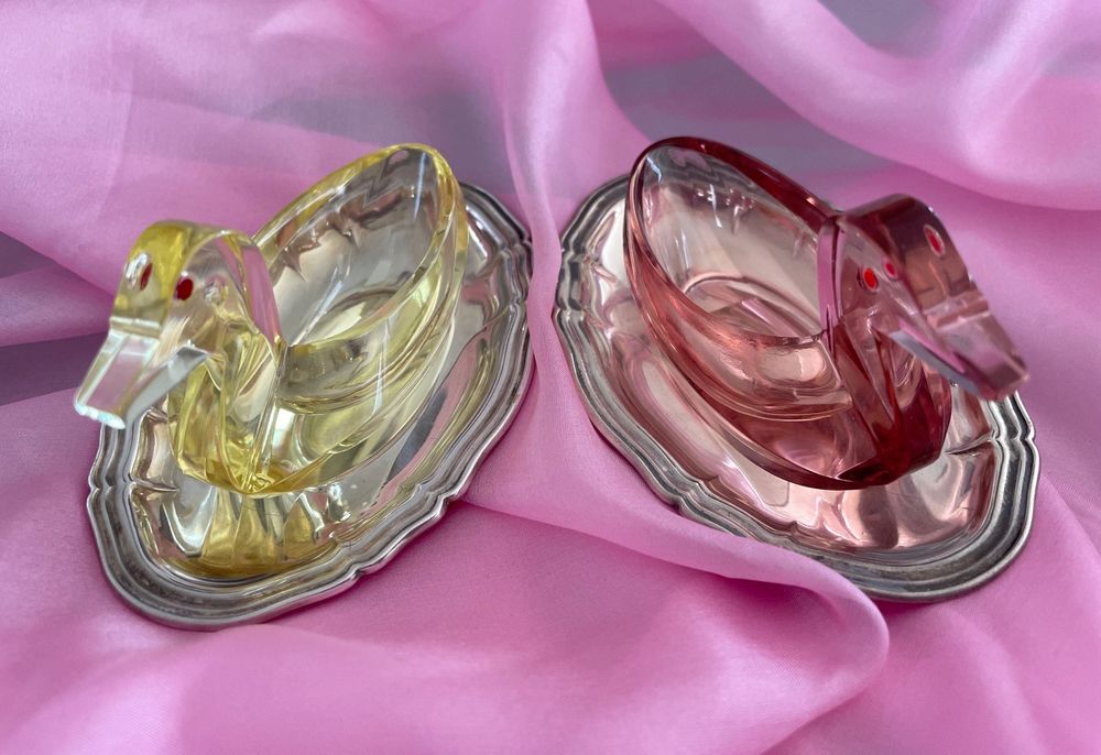 2x Antike Saliere Canard Canärli Ente Entli SIGG Kristall (Gebraucht ...