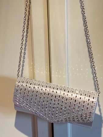 HANDTASCHE -CHIC-CLUTCH,SILBER GLITZER