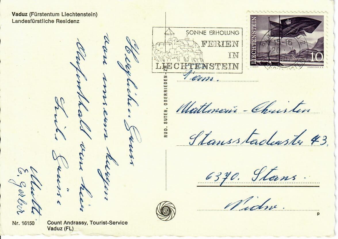 Cartoline postali: Vaduz – Usato da Hochdorf venduto da Ziegel-16 1