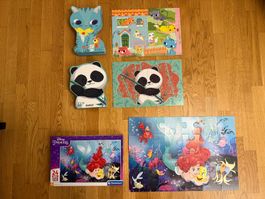 3 Große Kinderpuzzle (3+) – Disney, Panda und Katzenmotiv