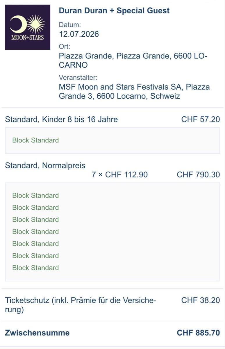 Tickets: 3 Duran Duran Tickets 12. Juli  – Neu (gemäss Beschreibung) aus Winkel von Asa2104