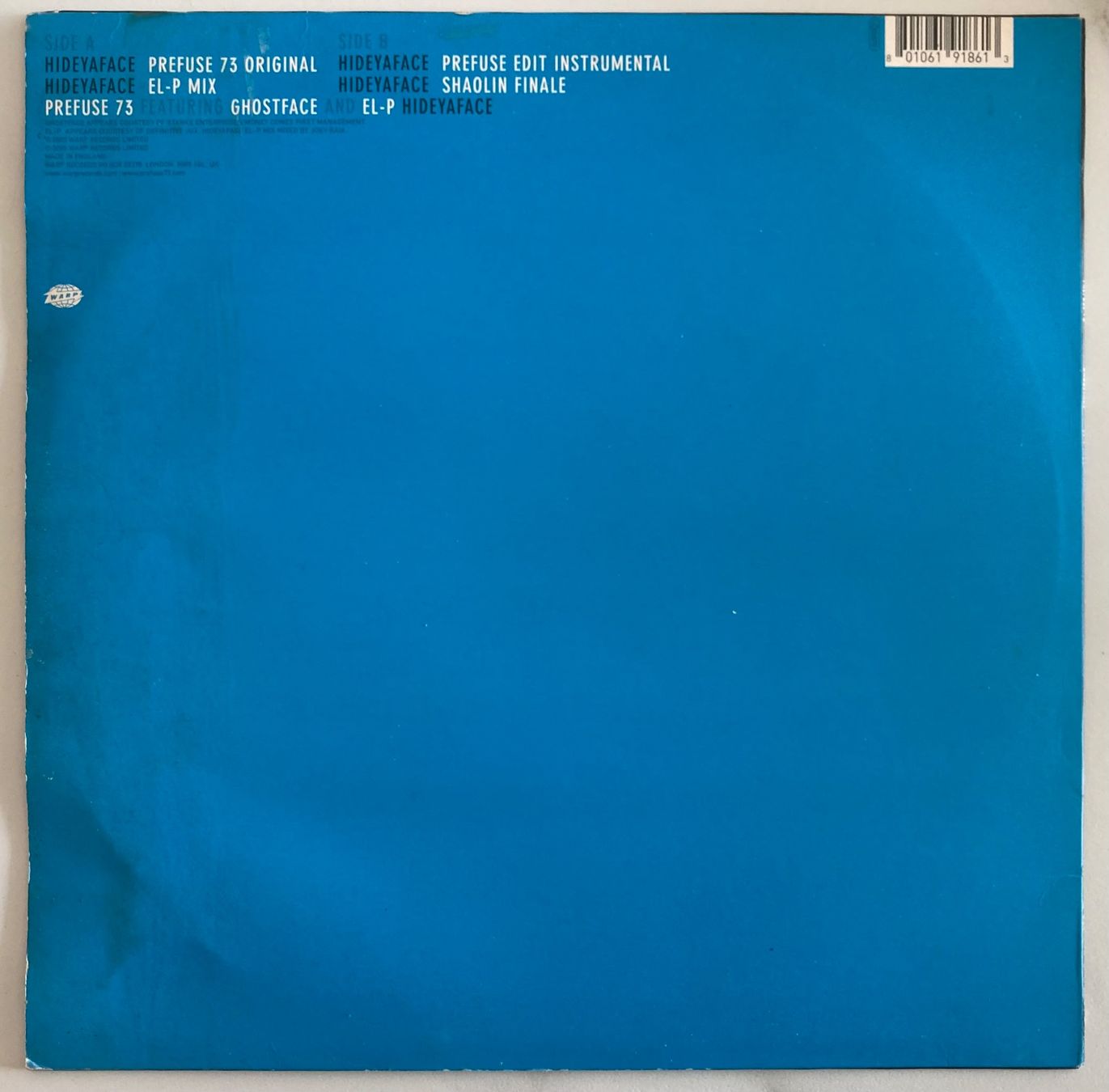 Dischi in vinile: PREFUSE 73 FEATURING GHOSTFACE AND EI-P - HIDEYAFACE – Usato da Poliez-Pittet venduto da Newtown-Records 1