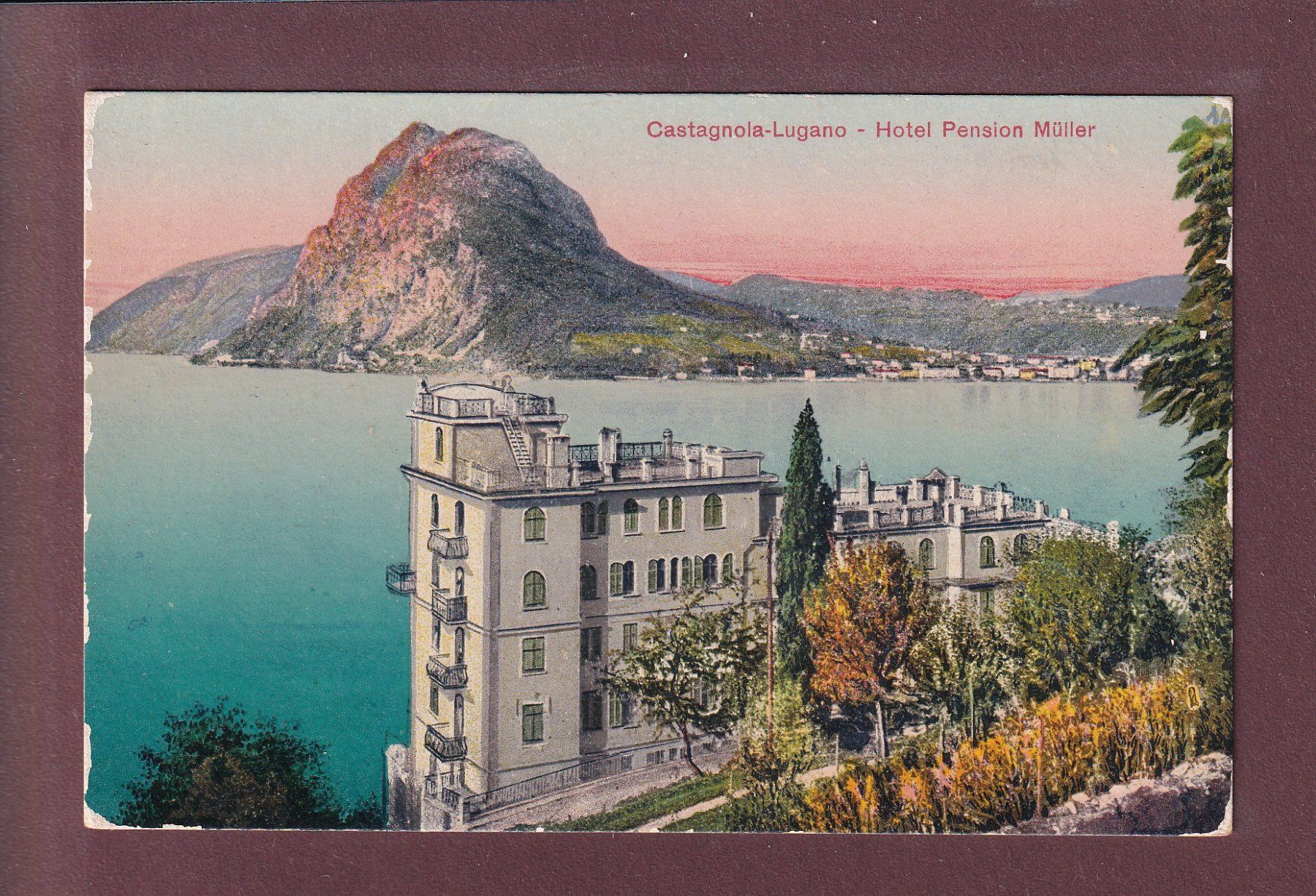 Cartoline postali: CASTAGNOLA - Hotel Pension Müller – Usato da Pully venduto da nicecards