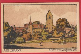 BRUGG, KIRCHE MIT RINGMAUER, KÜNSTLERKARTE