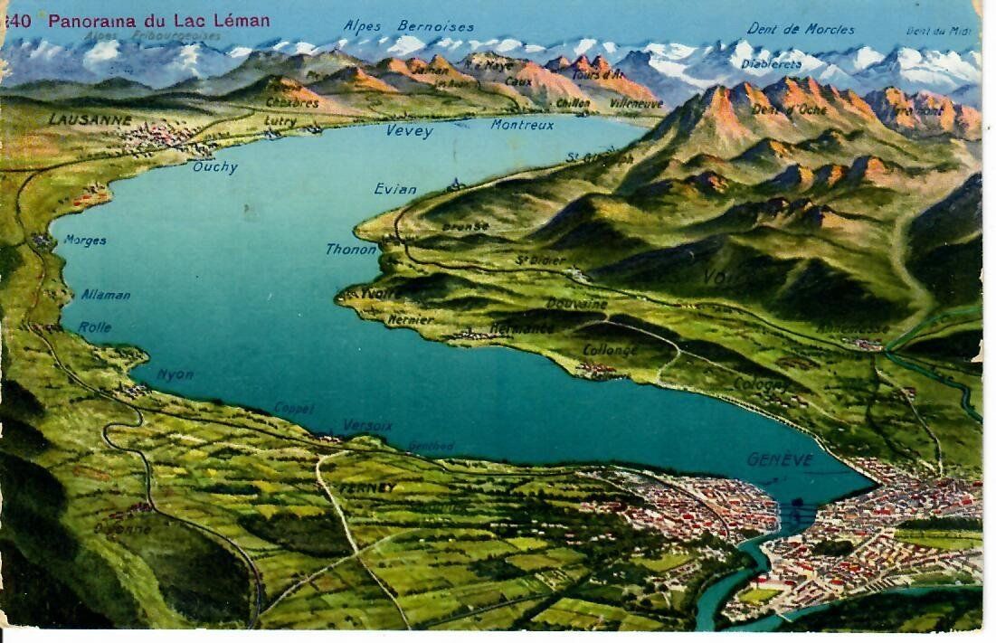 Cartes postales: AK, Panorama du Lac Léman 1927 – D'occasion à Hochdorf par Ziegel-16