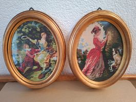 Superbe Paire de Médaillons Vintage – Scènes Galantes