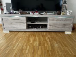 TV-Board Holzoptik mit LED Beleuchtung guter Zustand