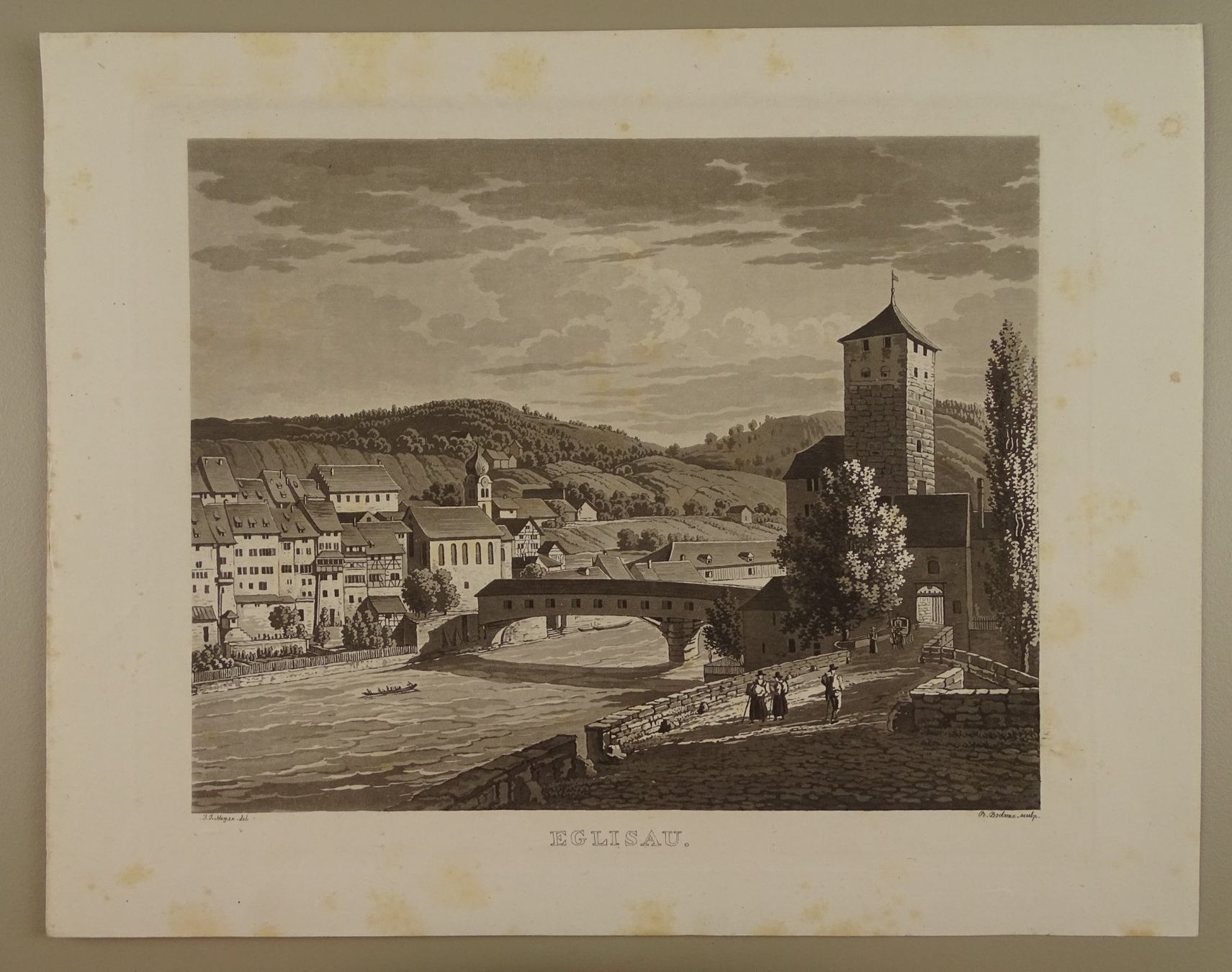 Incisioni: EGLISAU, AQUATINTA 1845 – Usato da Grüningen venduto da Kartensammler 1