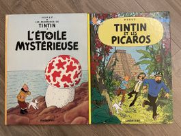 Lot de deux bandes dessinées "Les Aventures de Tintin" 
