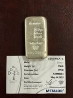 Silberbarren 250 gr. 999 Metalor