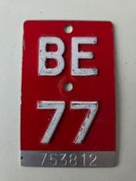 Velonummer BE 77 plaque Velo