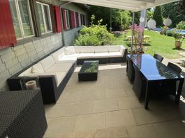 14-teiliges Gartenlounge-Set mit Tisch, Stühlen & Kissenbox