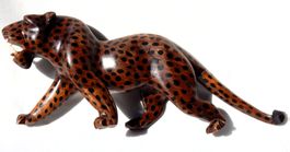 **WUNDERSCHÖNE HOLZFIGUR LEOPARD, Deko-Objekt, Rarität!**