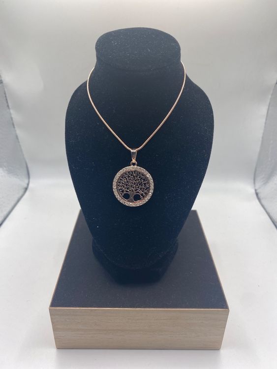 Collier Pendentif Feuille Arbre – Filigrane, Rose Doré, Bijoux Femme, Fait Main