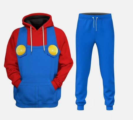 Unisex Super Mario Bros Hoodie Pullover und Hose, Gr L