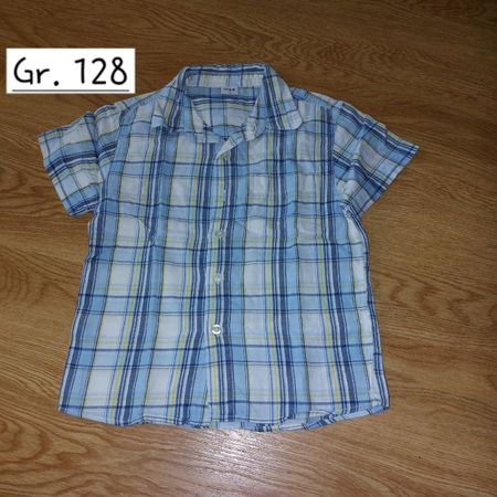 Hemd kurzarm , Gr. 128, hellblau kariert, Top Zustand!