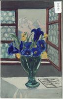 Blumengruss - Enzian in Vase- Handgemalt