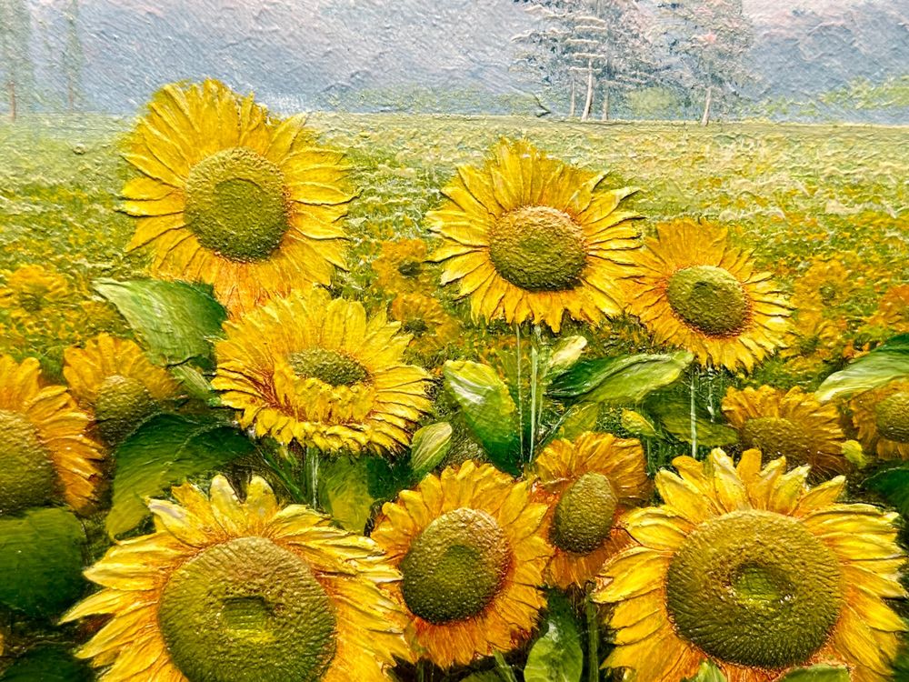 Peinture à L'huile - Tableau De Tournesols - Fait Main, Style Classique