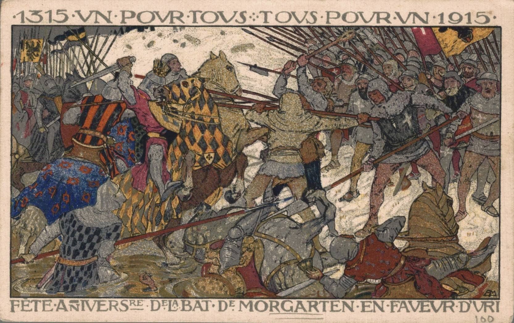 Cartoline postali: Originale Ansichtskarte Morgarten 1315 - 1915, Urnertag – Usato da Luzern venduto da Kartenansicht