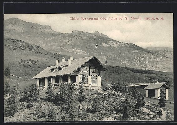 Cartoline postali: St. Moritz, Châlet Restaurant Oberalpin – Usato da Berlin venduto da bartko-reher