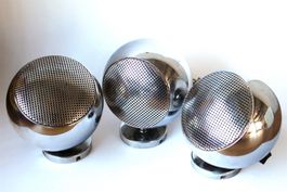 3x rare KUGELLAUTSPRECHER in Chrom wohl von Telefunken, 1970