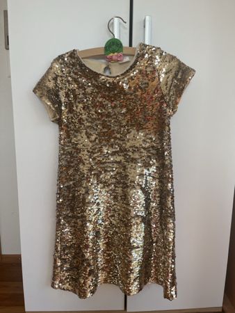 Mädchen Kleid Pailletten gold Grösse 134 guter Zustand