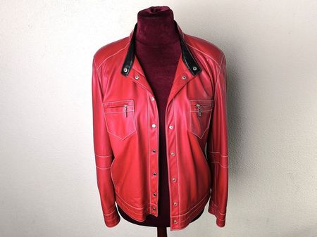 HAUBER Lederblouson / Lederjacke - Gr. 40/42, rot
