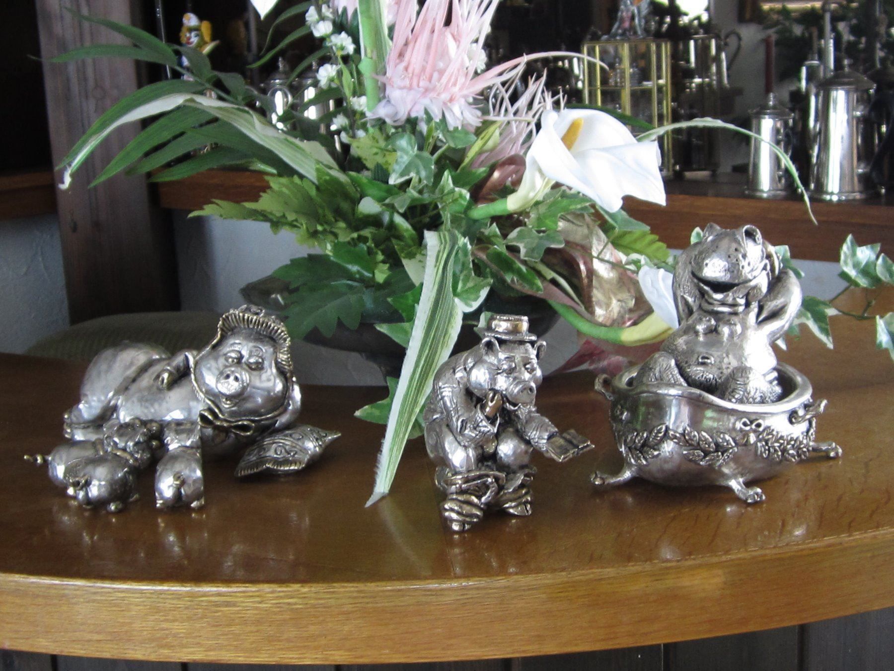 Skulpturen & Statuen: Skulptur Säuli auf Topf 925 Silber + Blattgold – Neu (gemäss Beschreibung) aus Eschenbach von Alicekunst 6