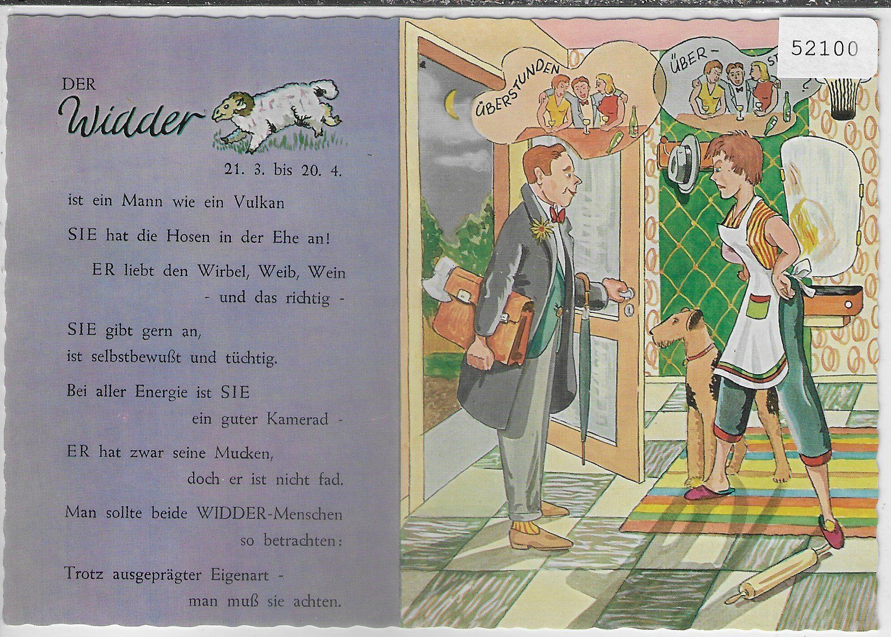 Cartoline postali: Humor - Horoskop - Der Widder – Usato da Ettingen venduto da Kartenplanet