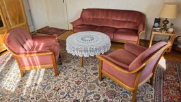 3er Sofa + 2 Sessel + Glastisch